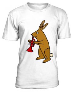 Funky brown bunny rabbit playing red tru rabbit duck t shirt dap