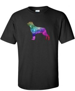 Galaxy Colorful Print Rottweiler Silhouette Logo Graphic T ShirtDAP