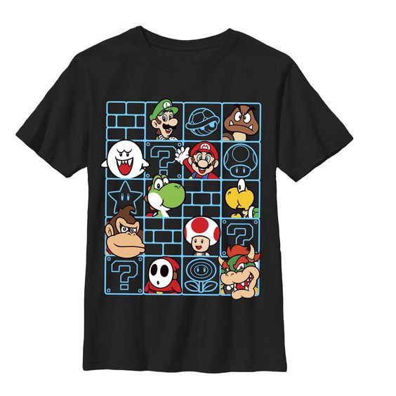 Nintendo Boy's - Mario ChaNintendo Boy's - Mario Characters Wall T-ShirtDAPracters Wall T-ShirtDAP