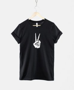 Skeleton Peace Hand Sign Tshirt DAP