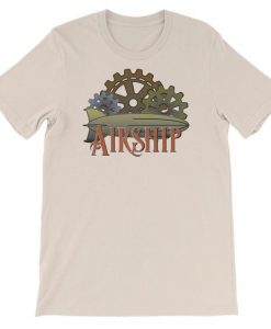 Steampunk Airship And Cogs - Short Sleeve Unisex T-ShirtDAP