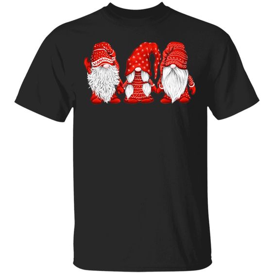 Three Gnomes in red Christmas Tshirt DAP