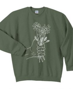 A HANDFUL OF FLOWERS GREEN CREWNECK SWEATSHIRT DAP