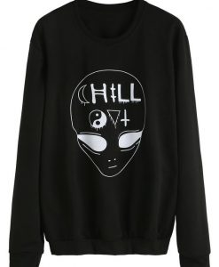 Black Alien Print Sweatshirt DAP