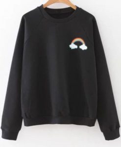 Black Rainbow Print Raglan Sleeve Sweatshirt DAP