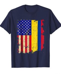Colombian Half American Flag Hearts Colombia USA Tshirts DAP