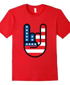 Patriotic Rock ‘n Roll Sign USA Flag T-Shirt DAP