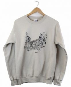 Streets of Paris Beige Graphic Crewneck Sweatshirt DAP