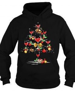 Wine Glass Christmas Tree Hoodie DAP