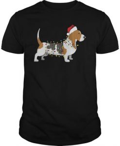 Christmas lights basset hound dogs T-Shirt DAP