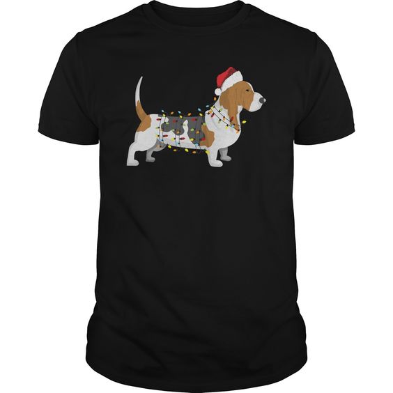 Christmas lights basset hound dogs T-Shirt DAP