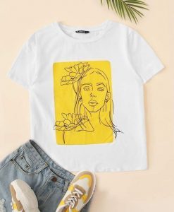 Floral and Figure Print Tee T-shirt DAP