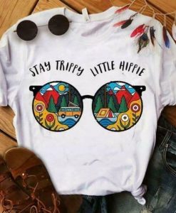 Glasses Stay Trippy Little Hippie Ladies T-ShirtDAP