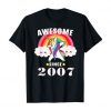 13th Birthday Dabbing Unicorn Awesome Since 2007 Party T-ShirtDAP