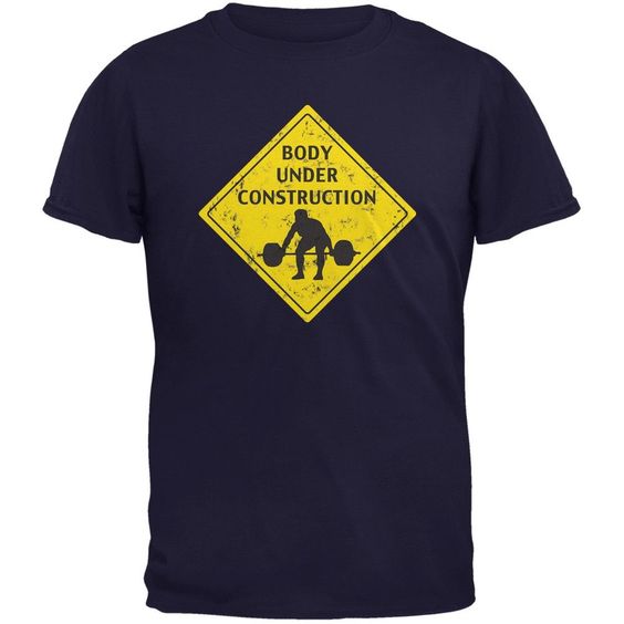 Body Under Construction Funny Navy Adult T-ShirtDAP