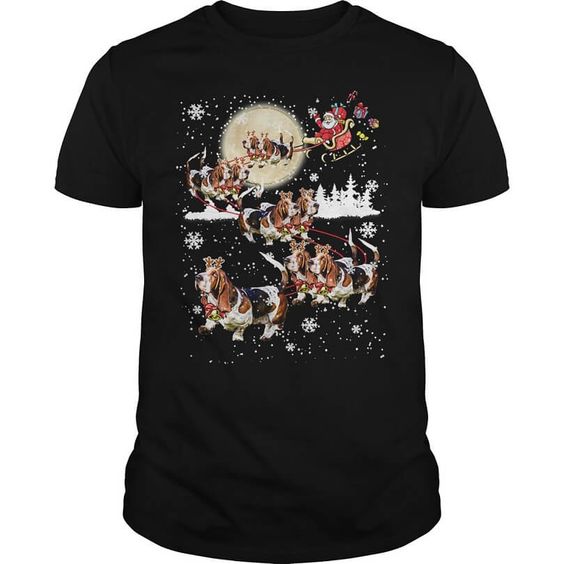 Basset Hound Reindeer Christmas Shirt DAP