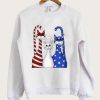 4th of July 3 Cats Red White Blue Sweatshirt