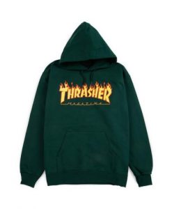 Forest Green Thrasher Flame Logo Hoodie