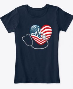 Giftamerican Flag Heart Nurse T-Shirt