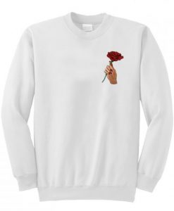 A rose flower in hand Sweatshirt