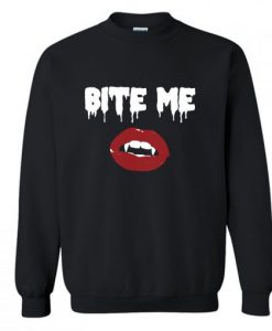 Bite Me Vampire Lips Black Sweatshirt