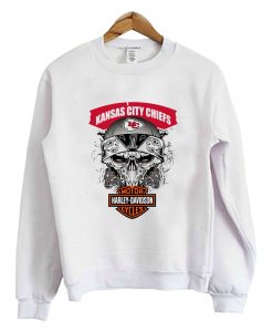 Skull Kansas City Chiefs Harley Davidson Motor Cycles Sweatshirt