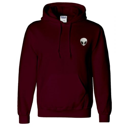 alien head maroon hoodie