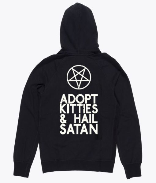 Adopt Kitties & Hail Satan Hoodie pu