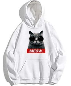 Meow Cat Graphic Hoodie pu