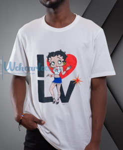 Betty Boop love heart cartoon colorful pink graphic t-shirt NF