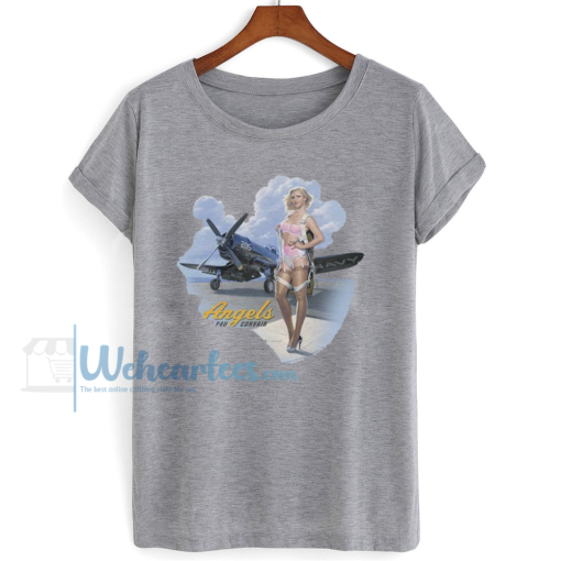 WWII Corsair F4U Flying Angels Blonde Pinup Girl T-Shirt