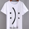 Emoticons Print White T-shirt TPKJ1