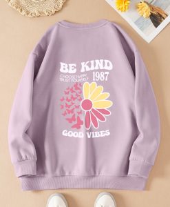 Plus Floral & Slogan Graphic Thermal Pullover Sweatshirt TPKJ1