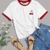 Embroidery Cherry Ringer Tee TPKJ1