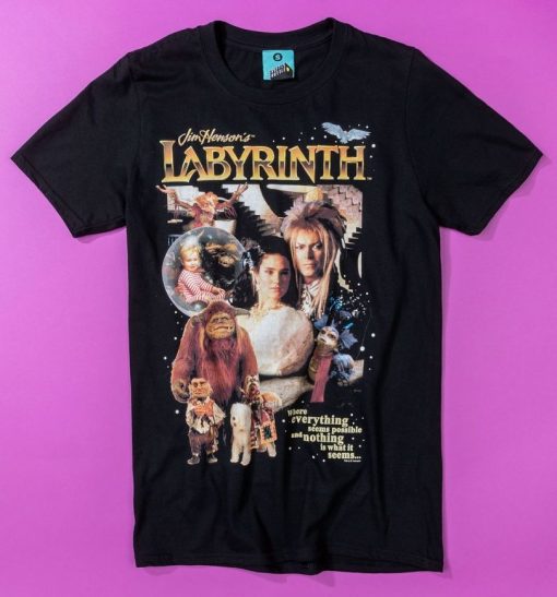 Retro Labyrinth Black T-Shirt TPKJ1