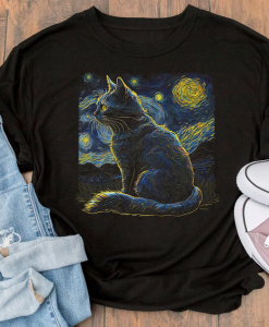 Cat van Gogh T-shirt AL